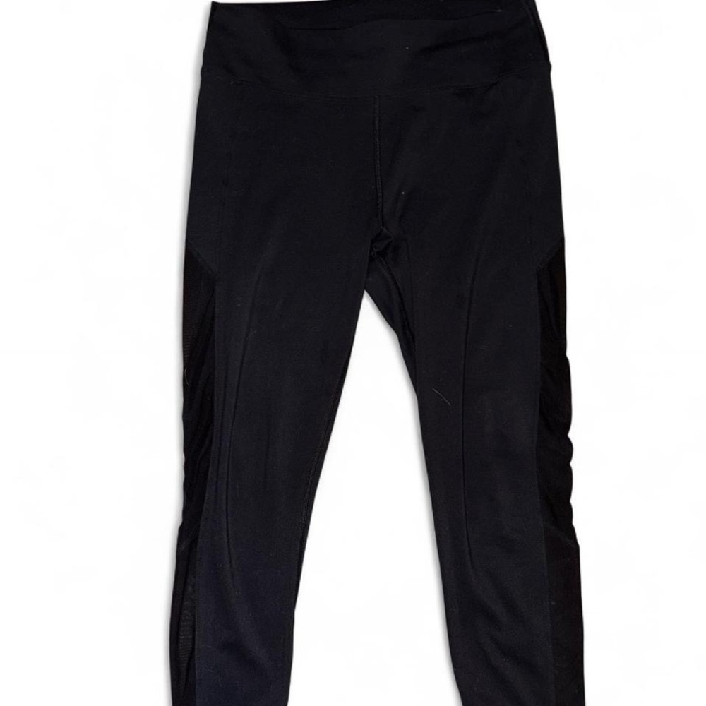 Danskin Black High-Waisted Leggings | Lace-Up Detail Activewear (Size L)